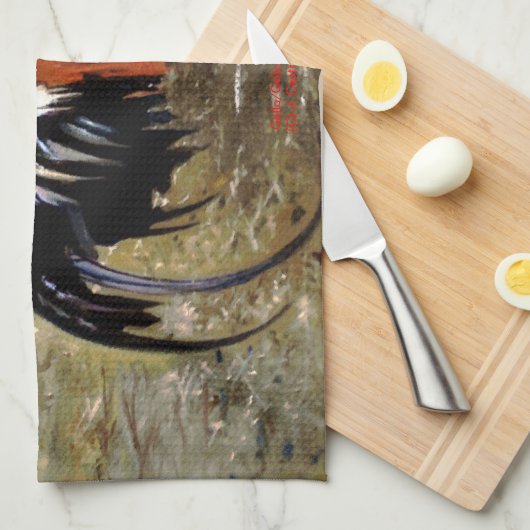 Hahn/Rooster/Gallisch Geschirrtuch (Viertel Falte)