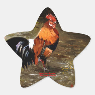 Hahn/Rooster/Gallisch Stern-Aufkleber