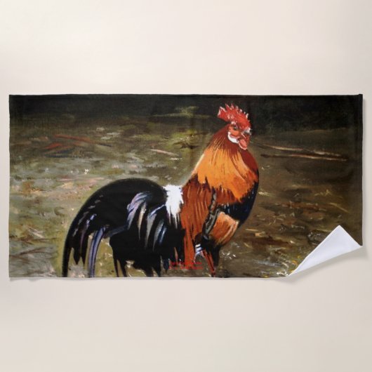 Hahn/Rooster/Gallisch Strandtuch (Vorderseite)