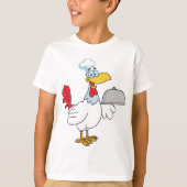 Hahn serviert Essen T-Shirt (Vorderseite)
