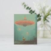 Hahn und ein UFO Postkarte (Stehend Vorderseite)