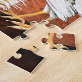 Hahn und Henne mit Eiern auf dem Nest handgemalt Puzzle (Seite)