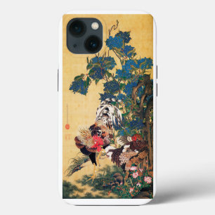 Hahn und Henne mit Hortensien von Ito Jakuchu iPhone 13 Hülle