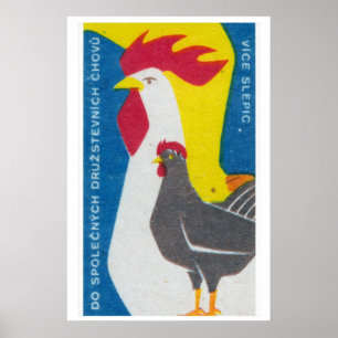 Hahn und Henne Streichholzschachtel-Kunstprint, Ts Poster