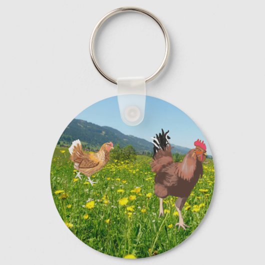 Hahn und Huhn 3  Schlüsselanhänger (Vorderseite)