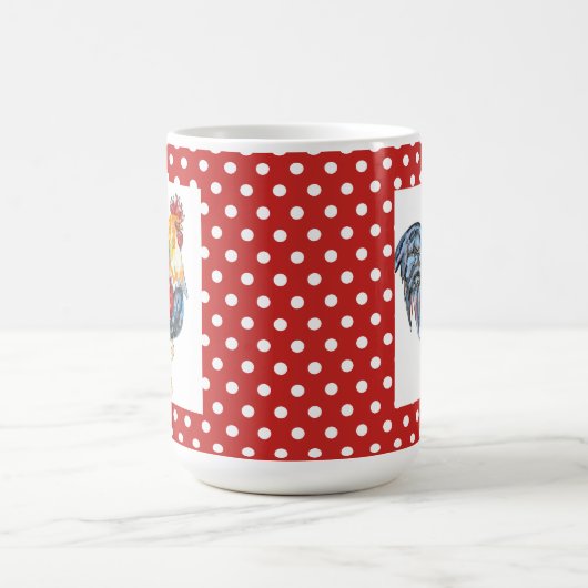 Hahn und rote Polka-Punkt Tasse (Mittel)