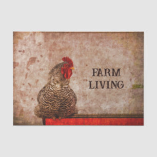Hahn Vintage Antik Rotbraune Textur Farm Seidenpapier