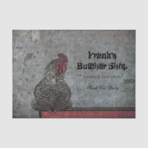 Hahn Vintage Farm Rot Grau Textur Land Seidenpapier