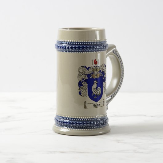 Hahn Wappen Stein/Hahn Familienwappen Stein Bierglas (VorderseiteRechts)