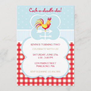 Hahn-Wetterfahne-Geburtstags-Einladung Einladung