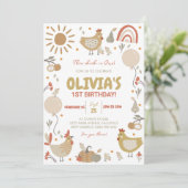 Hähnchen 1. Geburtstag Einladung Fall Party (Stehend Vorderseite)