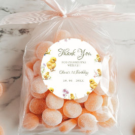 Hähnchen 1. Geburtstag Farm Tier Geburtstag Dank Runder Aufkleber