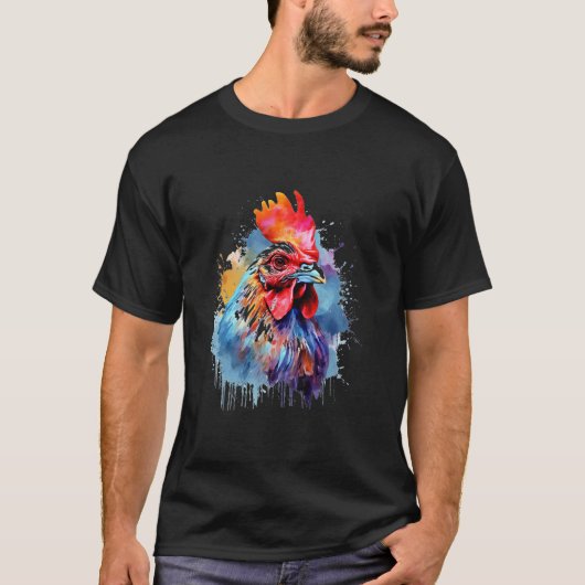 Hähnchen Abstrakter Zoo Farbenfroh Portrait Chic T-Shirt (Vorderseite)