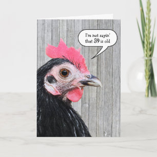 Hähnchen auf Stallholz zum 59. Geburtstag Karte
