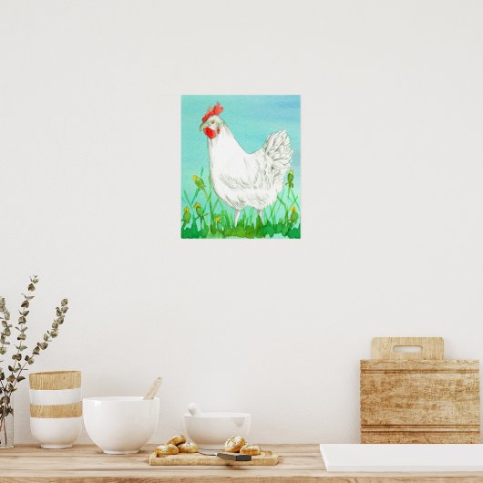 Hähnchen Bauer White Leghorn Poster (Küche)