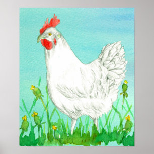 Hähnchen Bauer White Leghorn Poster
