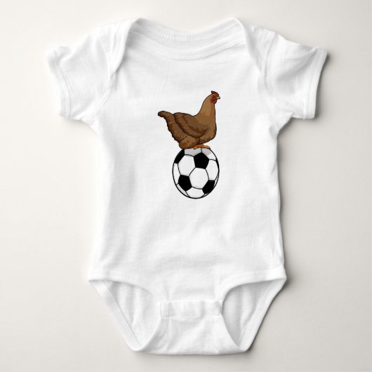 Hähnchen beim Fußball-Sport Baby Strampler (Vorderseite)