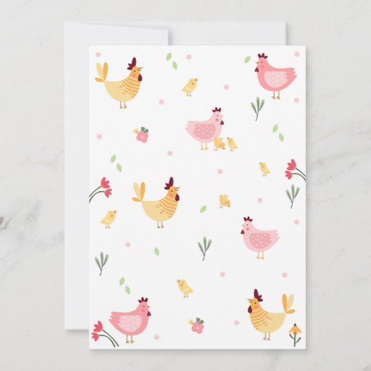 Hähnchen Birthday Einladung Rainbow Hühnerfeder (Rückseite)