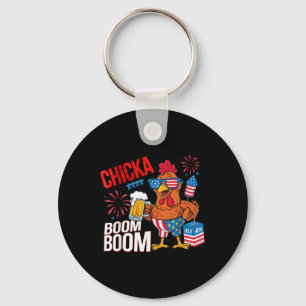 Hähnchen Boom Boom Retro Amerika Chicka Bier 4. vo Schlüsselanhänger