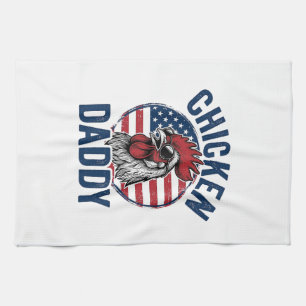 Hähnchen-Daddy-Hahn-Vintage-Patriotisches-Shirt-De Geschirrtuch