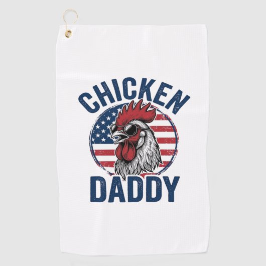 Hähnchen Daddy Hahn Vintage Patriotisches Shirt De Golfhandtuch (Vorderseite)