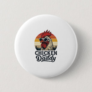 Hähnchen Daddy Hahn Vintage Sonnenuntergang Vektor Button