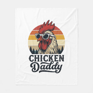 Hähnchen-Daddy-Hahn Vintage-Sonnenuntergang-Vektor Fleecedecke