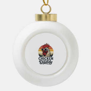 Hähnchen-Daddy-Hahn Vintage-Sonnenuntergang-Vektor Keramik Kugel-Ornament
