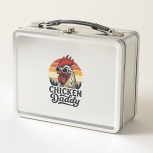 Hähnchen-Daddy-Hahn Vintage-Sonnenuntergang-Vektor Metall Brotdose