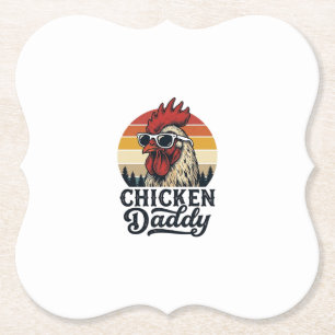 Hähnchen-Daddy-Hahn Vintage-Sonnenuntergang-Vektor Untersetzer