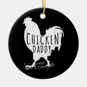 Hähnchen Daddy Vater Farm Bauer Rooster Funny Fun Keramik Ornament