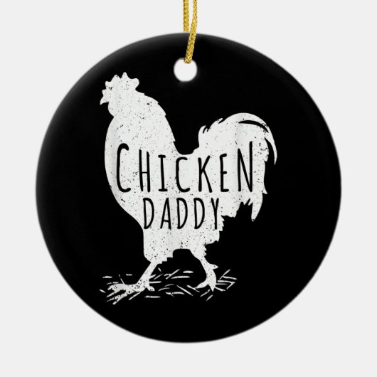 Hähnchen Daddy Vater Farm Bauer Rooster Funny Funn Keramik Ornament (Vorne)