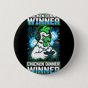 Hähnchen-Dinner-Gewinner Lustiges Gamer-Hahn-Gesch Button
