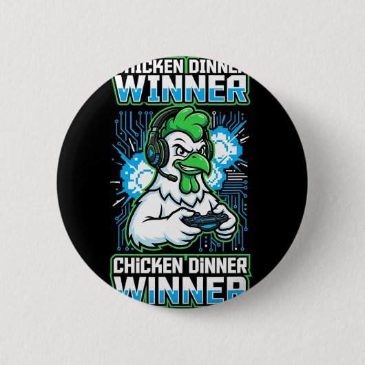 Hähnchen-Dinner-Gewinner Lustiges Gamer-Hahn-Gesch Button (Vorderseite)