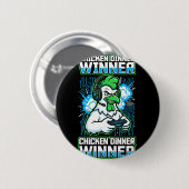Hähnchen-Dinner-Gewinner Lustiges Gamer-Hahn-Gesch Button (Vorne & Hinten)