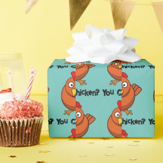 Hähnchen, Funny Brown Rooster Cartoon Taunt Geschenkpapier (Geburtstagsparty)
