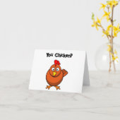 Hähnchen, Funny Brown Rooster Cartoon Taunt Karte (Gelbe Blume)