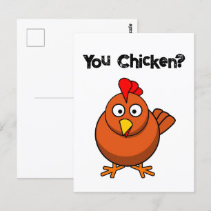 Hähnchen, Funny Brown Rooster Cartoon Taunt Postkarte