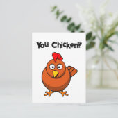Hähnchen, Funny Brown Rooster Cartoon Taunt Postkarte (Stehend Vorderseite)