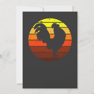 Hähnchen Hahn Sonnenuntergang Silhouette Sommer T- Einladung