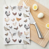 Hähnchen-Happenmuster weiß Geschirrtuch (Viertel Falte)