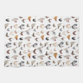 Hähnchen-Happenmuster weiß Geschirrtuch (Horizontal)