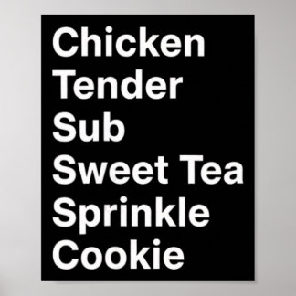 Hähnchen, Menu Manifesto Chicken Tender Sub Sweet Poster