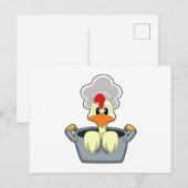 Hähnchen mit Kochtopf Postkarte (Vorne/Hinten)