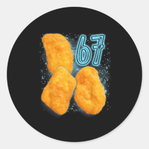 Hähnchen-Nugget-Liebhaber 67 Meme Six Seven Fried Runder Aufkleber