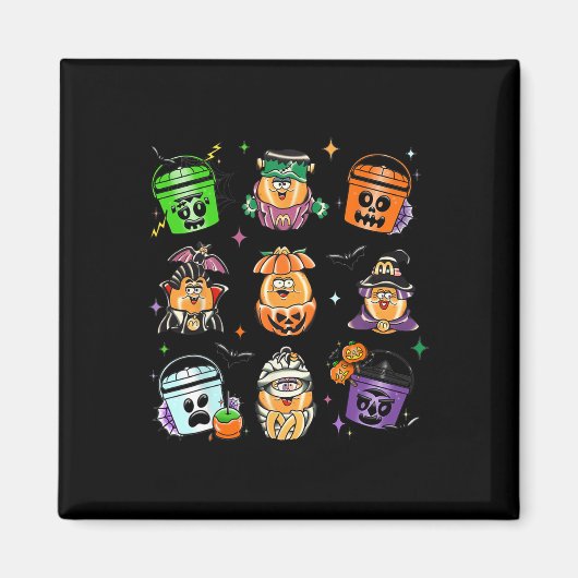 Hähnchen Nuggets Pumpkin Halloween 90er Vintag 2 Magnet (Vorne)