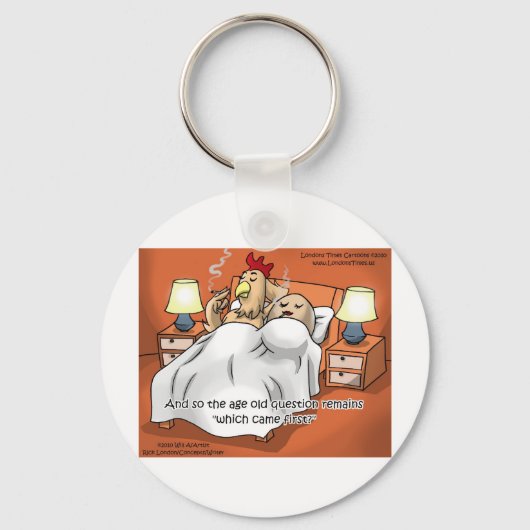 Hähnchen oder Ei kam 1. Funny Gifts & T-Shirts Schlüsselanhänger (Vorderseite)