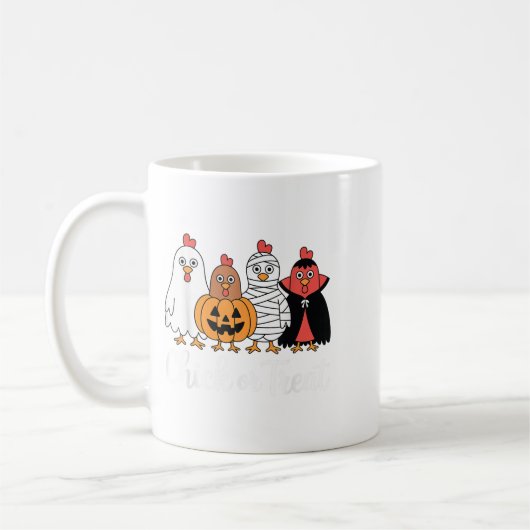 Hähnchen oder Leckereien Halloween Kaffeetasse (Links)