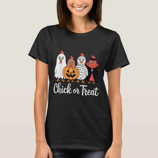 Hähnchen oder Leckereien Halloween T-Shirt (Vorderseite)