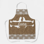 Hähnchen-Split-Monogramm-Spitze-Jute-Schürze Ihr N Schürze (Vorderseite)